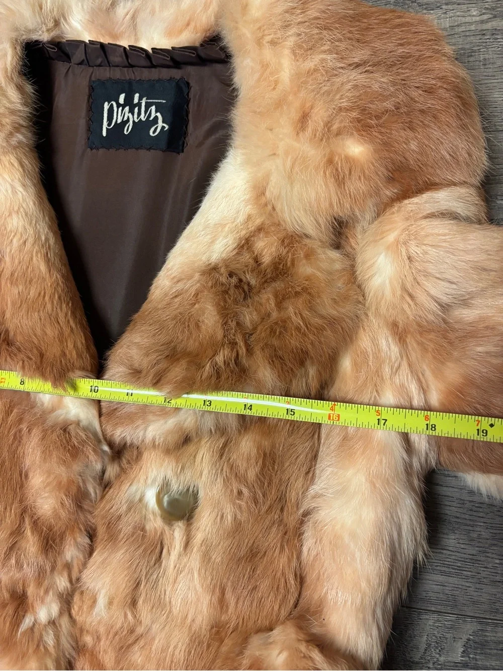 Vtg 70s Pizitz Real Rabbit Fur Caramel Brown Trench Belted Coat Jacket Size XS/S